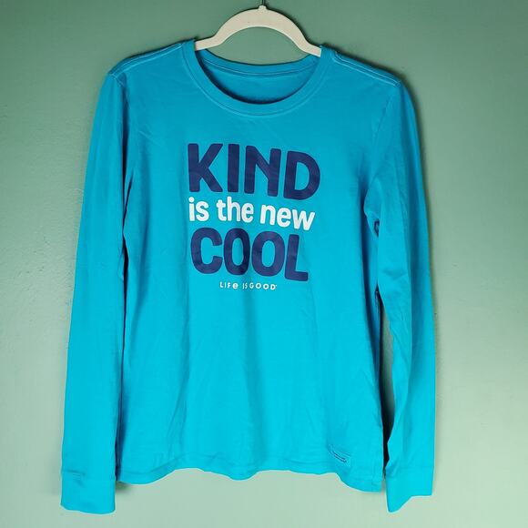 Life Is Good Womens Blue Kind Is The New Cool Crusher LS Tee SIze Small - Picture 1 of 6